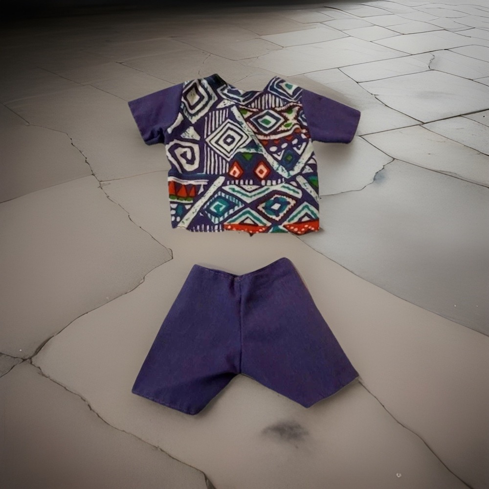 Vintage Barbie‎ Ken Doll Outfit Purple Tiki Print Set Shirt & Shorts 1995